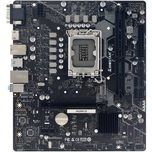 Biostar H610MH D5. Intel. LGA 1700. Intel® Celeron®. Intel® Core™ i3. Intel Core i3 12. generacije. Intel® Core™ i5. Intel Core i5.... DDR5-SDRAM. 96 GB. DIMM
