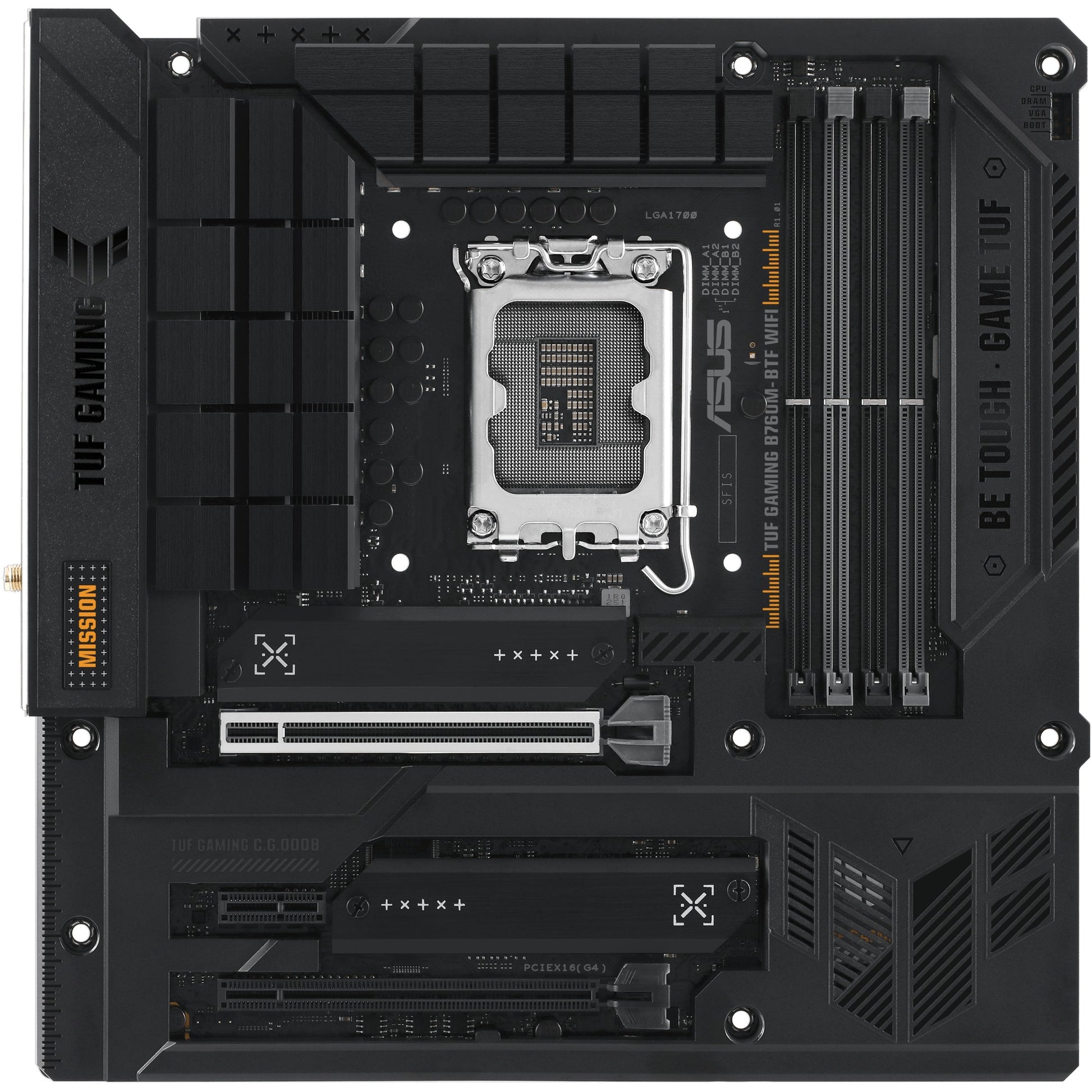 ASUS TUF GAMING B760M-BTF WIFI. Intel. LGA 1700. Intel® Celeron®. Intel® Core™ i3. Intel® Core™ i5. Intel® Core™ i7. Intel® Core™ i9..... LGA 1700. DDR5 SDRAM. 192 GB