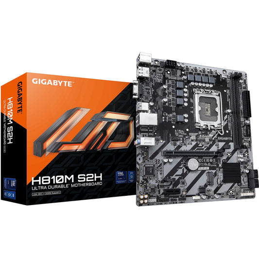 GIGABYTE H810M S2H matična ploča - Intel Core Ultra (Serija 2) CPU-i. 4+1+2 faze VRM. do 6400 MHz DDR5. 1xPCIe 4.0 M.2. 1GbE LAN. USB 3.2 Gen 1. Intel. LGA 1851 (Socket V1). Intel Core Ultra (Serija 2). LGA 1851. DDR5 SDRAM 128GB