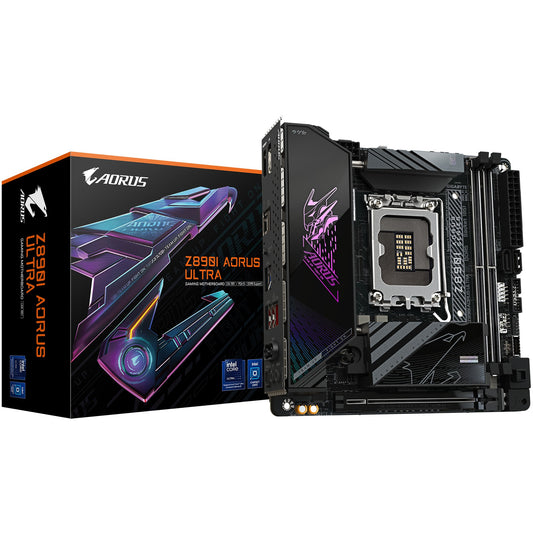 GIGABYTE Z890I AORUS ULTRA matična ploča - Podržava Intel Core Ultra (Serija 2) procesore. 8+1+2 fazni VRM. Do 8800MHz DDR5 (OC). 1x PCIe 5.0 + 1x PCIe 4.0. Wi-Fi 7. 2.5GbE LAN. Thunderbolt 4. Intel. LGA 1851 (Socket V1). Intel Core Ultra (Serija 2). LGA 1851. 256 GB DDR5 SDRAM.