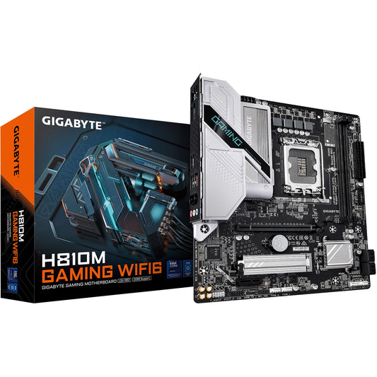 GIGABYTE H810M GAMING WIFI6 matična ploča - Intel Core Ultra (Serija 2) procesori. 4+1+2 faze VRM. do 6400 MHz DDR5. 1xPCIe 4.0 M.2. 2.5GbE LAN. WIFI 6. USB 3.2 Gen 1. Intel. LGA 1851 (Socket V1). Intel Core Ultra (Serija 2). LGA 1851. DDR5 SDRAM