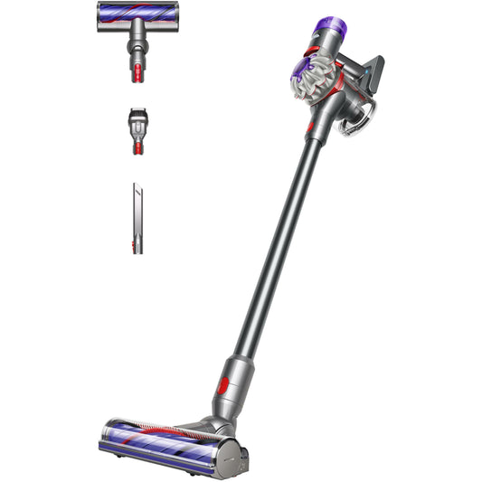 Dyson V8 Advanced. 2-u-1 štapni usisivač. Bez vrećice. Nikl. Srebrni. Suhi. Ciklonski. Tepih. Tvrdi pod. Drveni pod.
