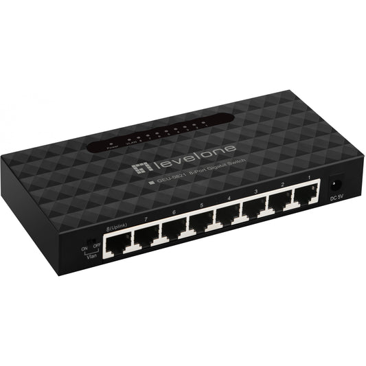LevelOne GEU-0821. Upravljani. Gigabit Ethernet (10/100/1000). Puni dupleks. Montaža na zid.