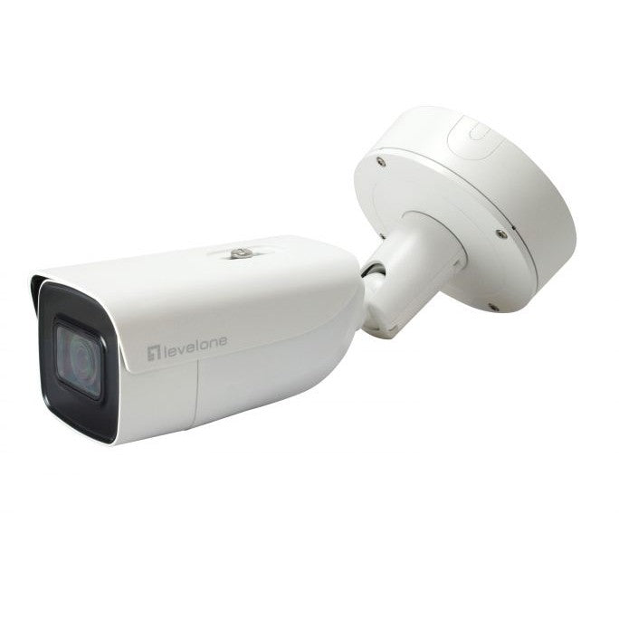 LevelOne Gemini Zoom IP kamera. 8 MP. H.265. 802.3at. PoE. IR LED diode. Za unutrašnju/vanjsku upotrebu. Dvosmjerni audio. IP sigurnosna kamera. Za unutrašnju i vanjsku upotrebu. Žičana. Za podnu/zidnu montažu. Bijela. Uložak (oblik)