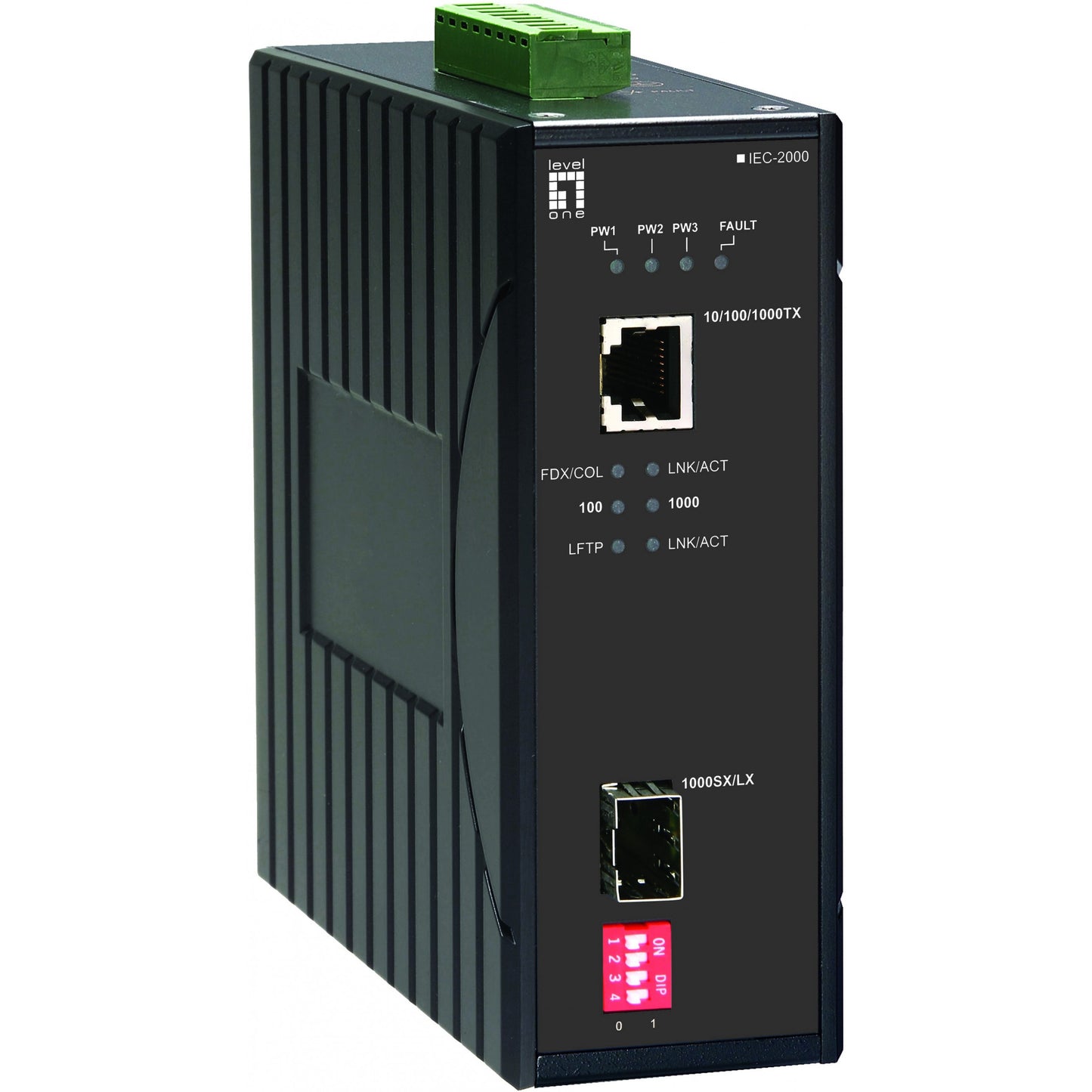 LevelOne IEC-2000. 1000 Mbps. 10Base-T. 100Base TX. 1000Base TX. 1000Base-LX. 1000Base SX. IEEE 802.3. IEEE 802.3ab. IEEE 802.3u. IEEE 802.3x. IEEE 802.3z. Gigabit Ethernet. 10,100,1000 Mbps