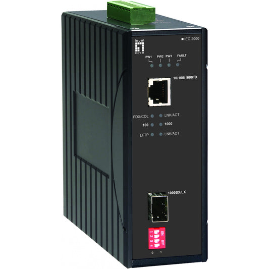 LevelOne IEC-2000. 1000 Mbps. 10Base-T. 100Base TX. 1000Base TX. 1000Base-LX. 1000Base SX. IEEE 802.3. IEEE 802.3ab. IEEE 802.3u. IEEE 802.3x. IEEE 802.3z. Gigabit Ethernet. 10,100,1000 Mbps