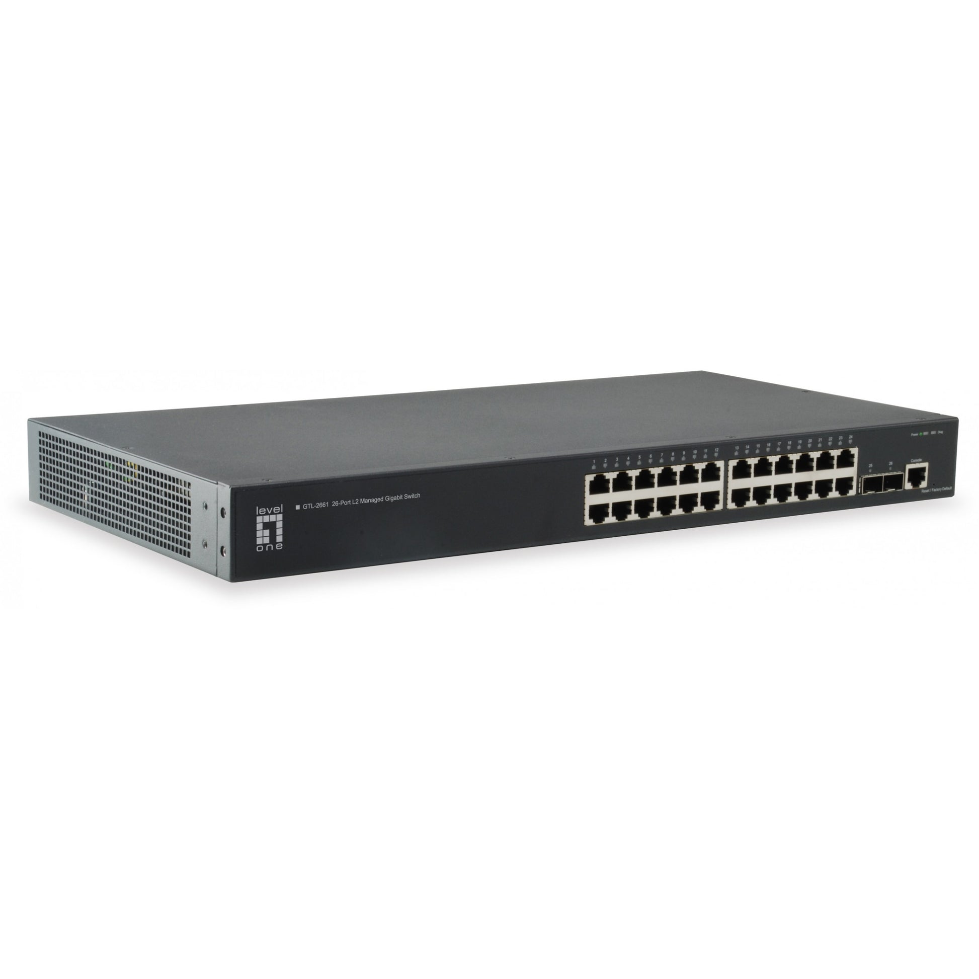 LevelOne GTL-2661. Upravljani. L2. Gigabit Ethernet (10/100/1000). Ugradnja u rack.