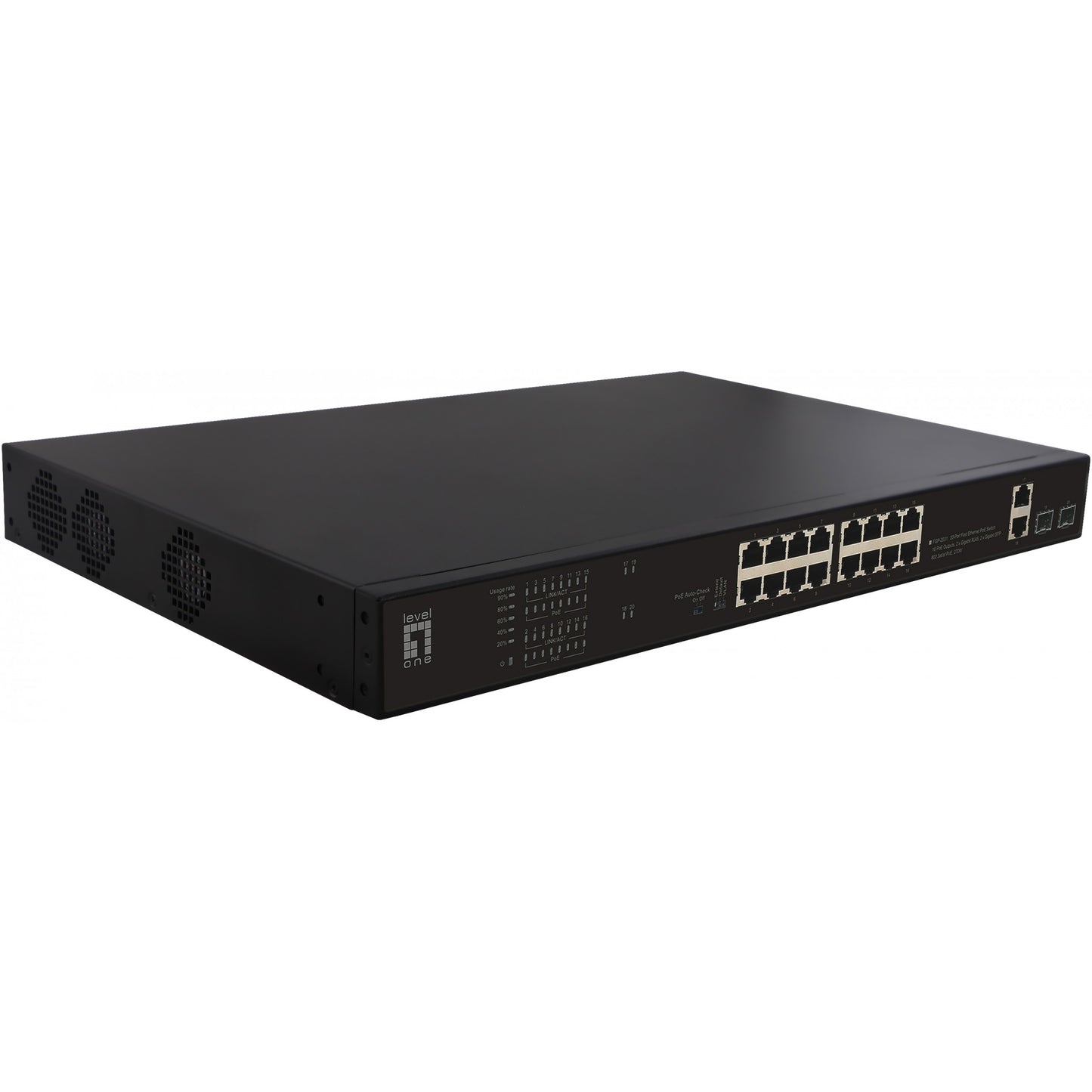 LevelOne FGP-2031. Neupravljan. Brzi Ethernet (10/100). Napajanje preko Etherneta (PoE). Montaža u rack. 1U