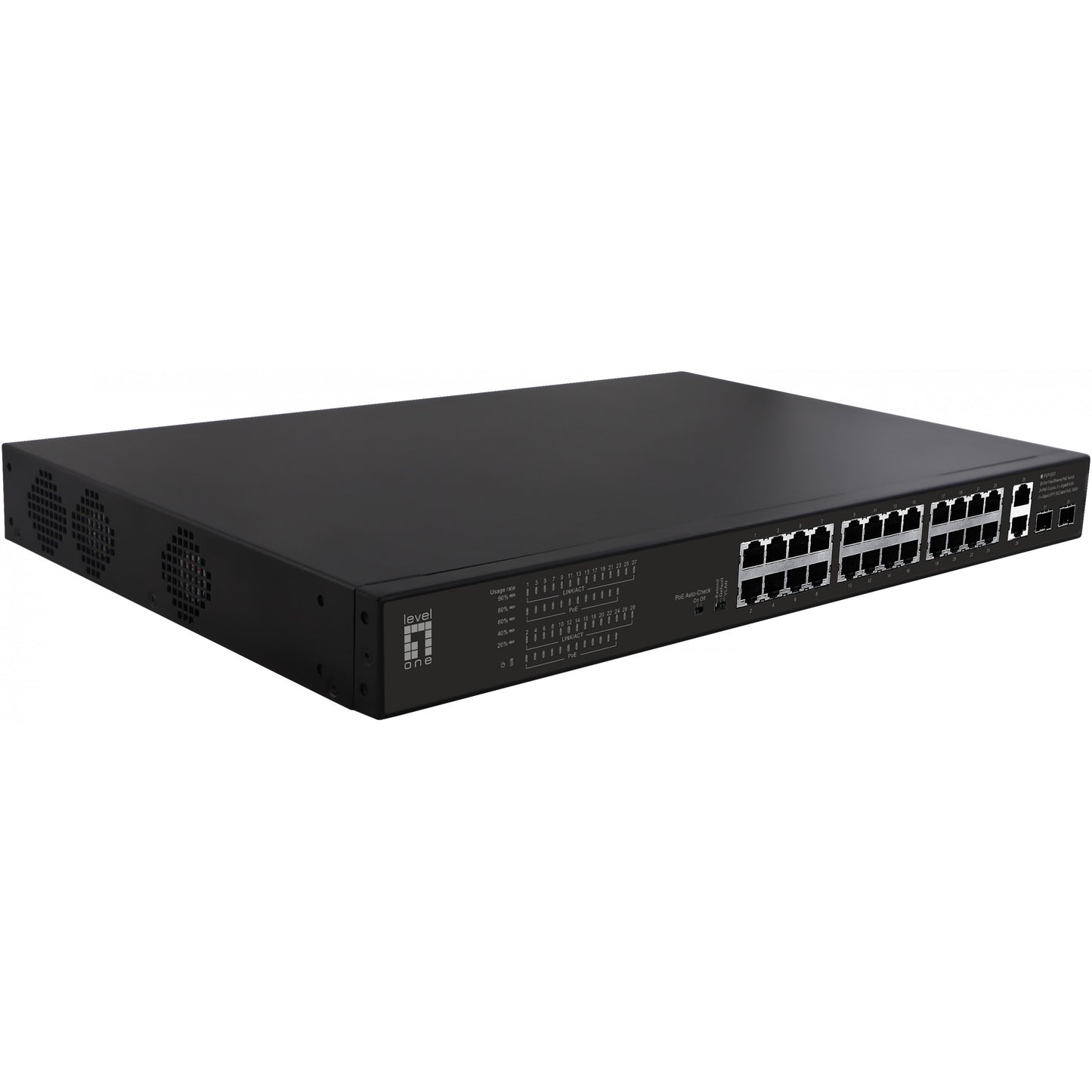 LevelOne FGP-2831. Neupravljan. Brzi Ethernet (10/100). Napajanje preko Etherneta (PoE). Montaža u rack. 1U
