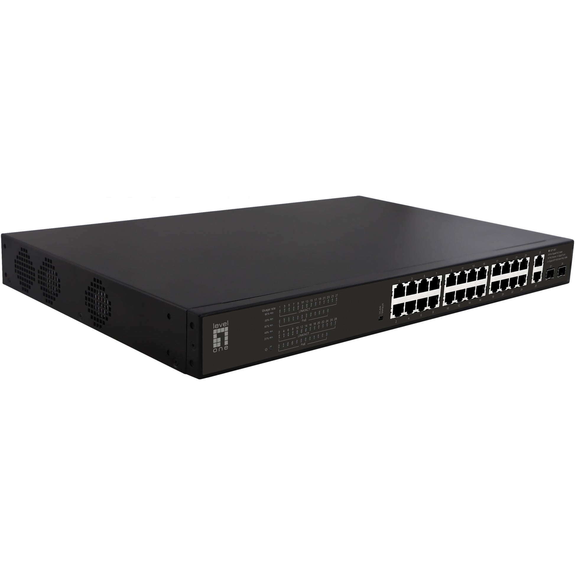 LevelOne GEP-2821. Neupravljan. Gigabit Ethernet (10/100/1000). Napajanje preko Etherneta (PoE). Montaža u rack. 1U