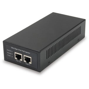 LevelOne Gigabit PoE injektor. 802.3af/at/bt. 90W. Brzi Ethernet. Gigabit Ethernet. 10,100,1000 Mbps. IEEE 802.3ab. IEEE 802.3af. IEEE 802.3at. IEEE 802.3bt. IEEE 802.3u. Crni. 56V. 90W