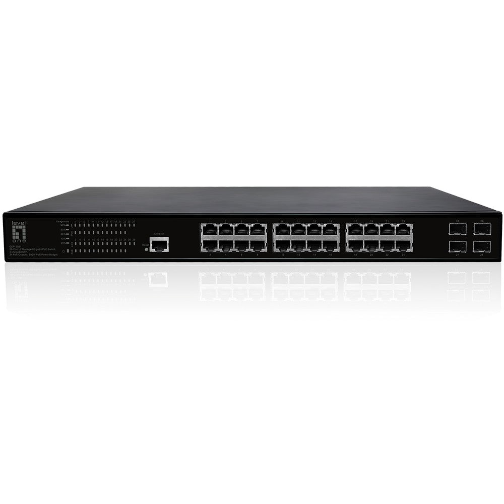 LevelOne GEP-2861. Upravljani. L2. Gigabit Ethernet (10/100/1000). Napajanje preko Etherneta (PoE). Montaža u rack. 1U