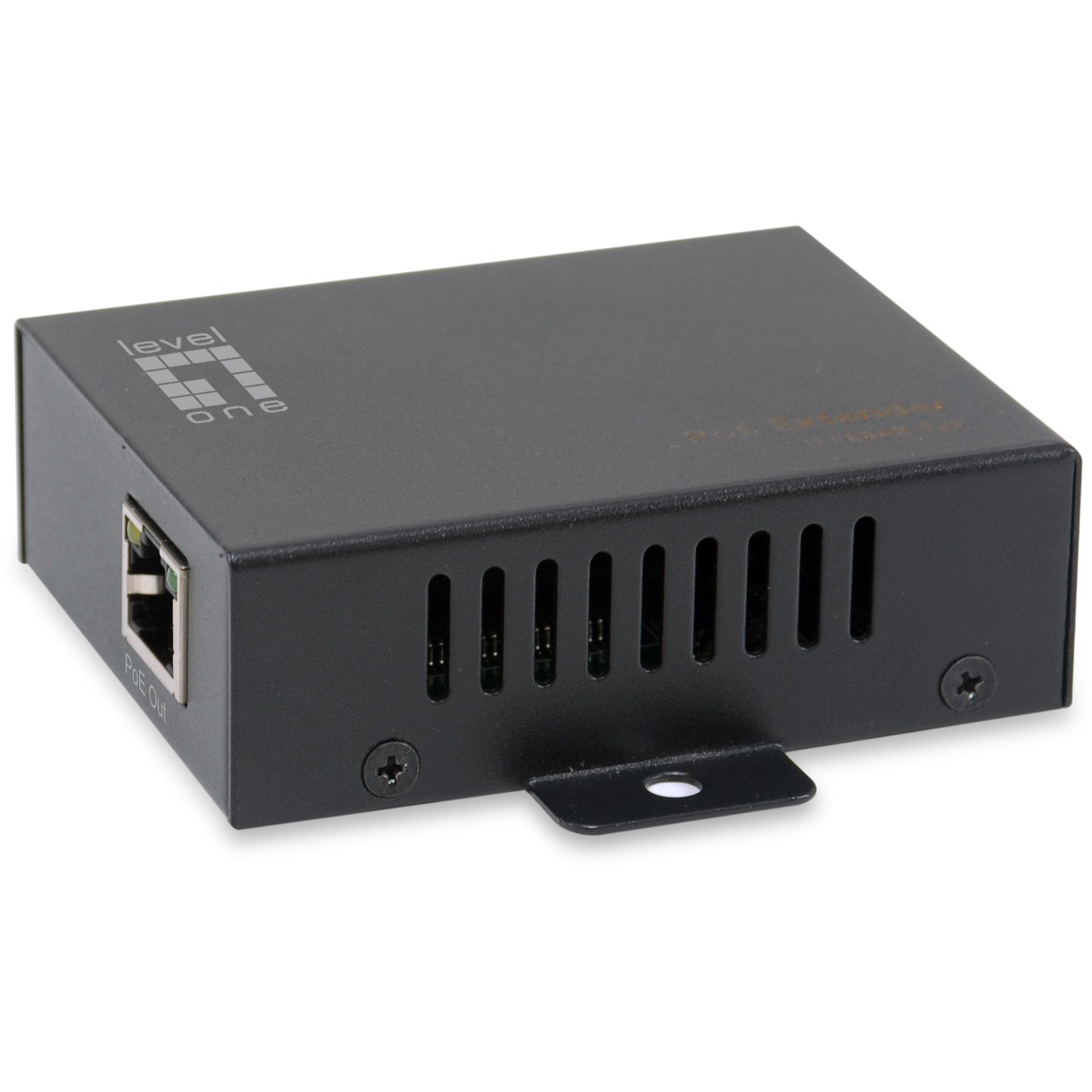 LevelOne 1-portni RJ-45 gigabitni PoE repetitor. IEEE 802.3. IEEE 802.3af. IEEE 802.3at. IEEE 802.3u. IEEE 802.3x. Crna. 100m. RoHS. UKCA. CE. 0 - 40 °C. 0 - 90%