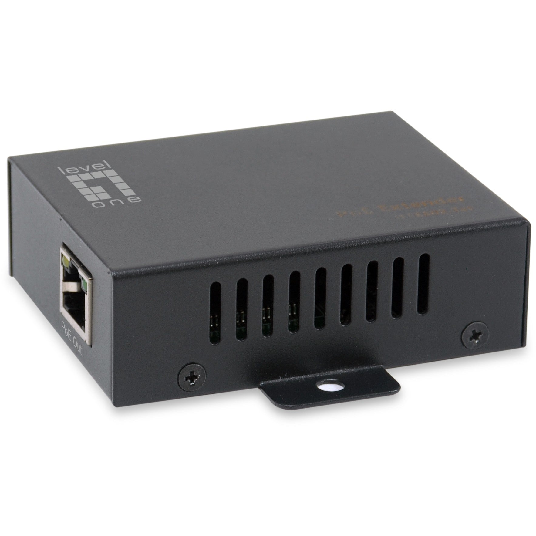 LevelOne 1-portni RJ-45 gigabitni PoE repetitor. IEEE 802.3. IEEE 802.3af. IEEE 802.3at. IEEE 802.3u. IEEE 802.3x. Crna. 100m. RoHS. UKCA. CE. 0 - 40 °C. 0 - 90%