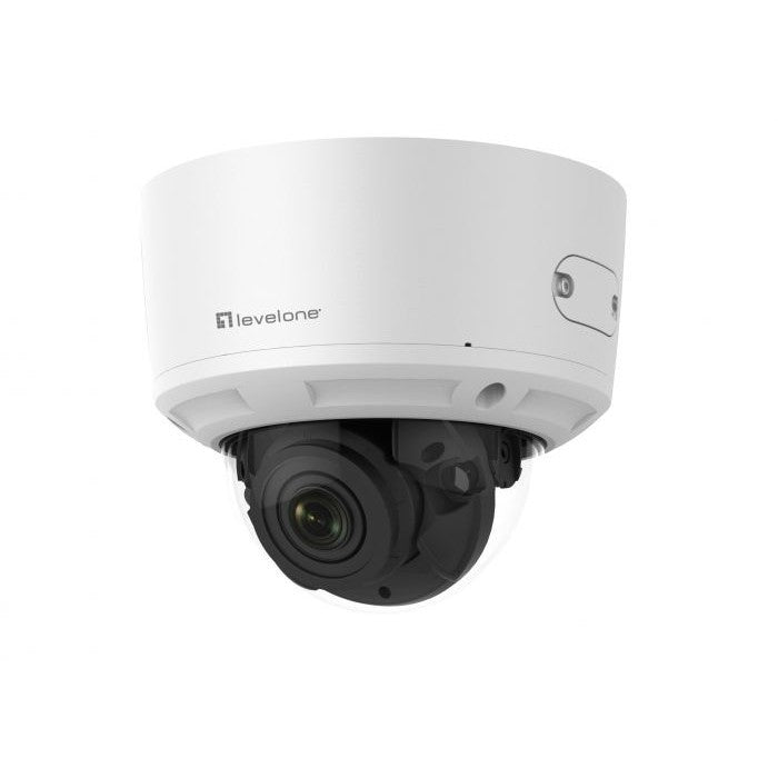 LevelOne Gemini Zoom IP kamera. 8 MP. H.265. 802.3af. PoE. IR LED diode. Za unutrašnju/vanjsku upotrebu. Dvosmjerni audio. IP sigurnosna kamera. Za unutrašnju i vanjsku upotrebu. Žičana. Montaža na plafon. Bijela. Kupola.