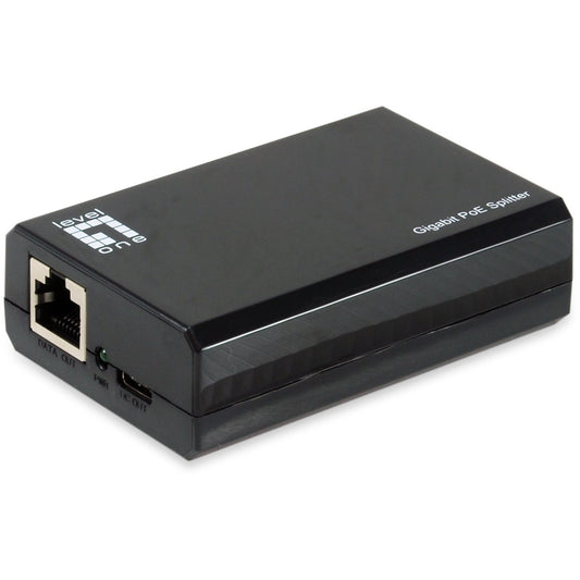 LevelOne Gigabit PoE bt na USB-C PD 3.0 razdjelnik. IEEE 802.3af. IEEE 802.3at. IEEE 802.3bt. 10/100/1000Base-T(X). Crna. Aktivnost. Veza. Napajanje. 0 - 40 °C. 0 - 70 °C