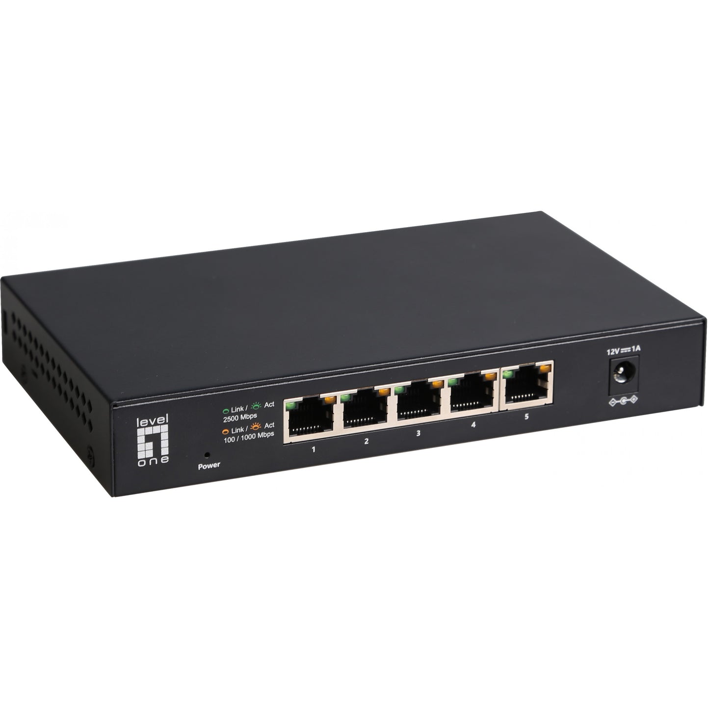 LevelOne 5-portni neupravljani 2.5 Gigabit Ethernet switch. Neupravljan. 2.5G Ethernet (100/1000/2500). Puni dupleks. Montaža na zid.