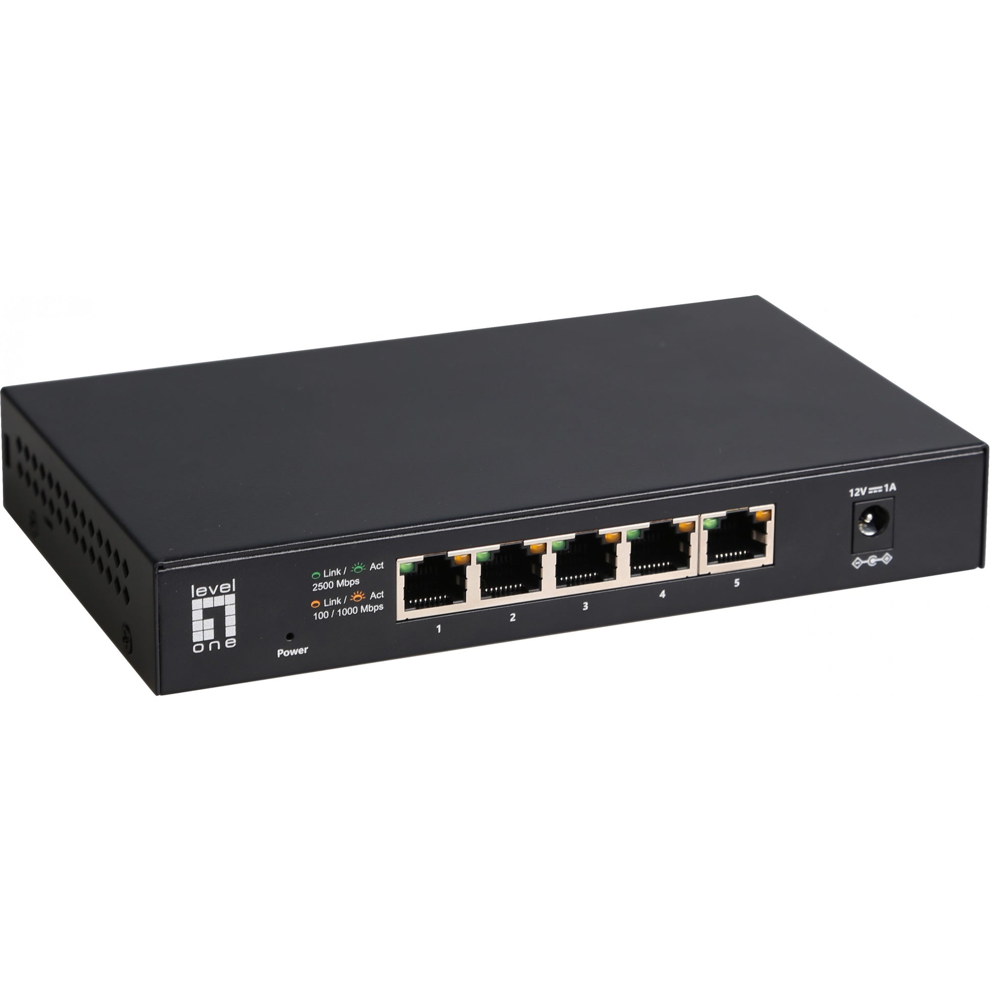 LevelOne 5-portni neupravljani 2.5 Gigabit Ethernet switch. Neupravljan. 2.5G Ethernet (100/1000/2500). Puni dupleks. Montaža na zid.