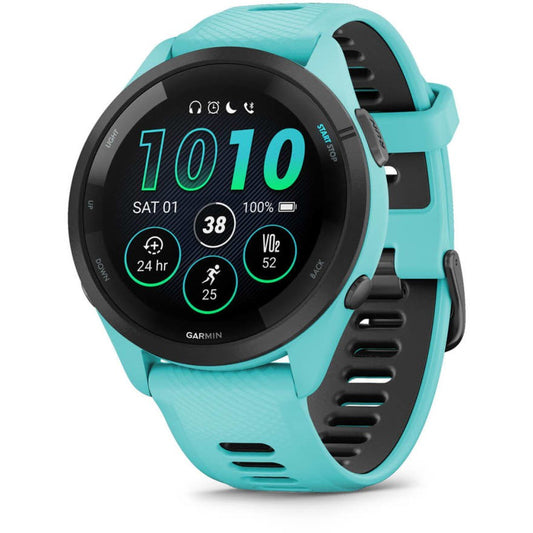 Garmin Forerunner 265. 3,3 cm (1,3"). AMOLED. Ekran osjetljiv na dodir. 8 GB. GPS. 47 g