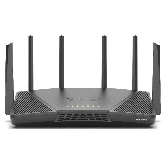 Synology RT6600ax ruter WiFi6 1xWAN 3xGbE 1x2.5Gb. Wi-Fi 6E (802.11ax). Tropojasni (2.4GHz / 5GHz / 5GHz). Ethernet/LAN. 3G. Crni. Prenosni ruter