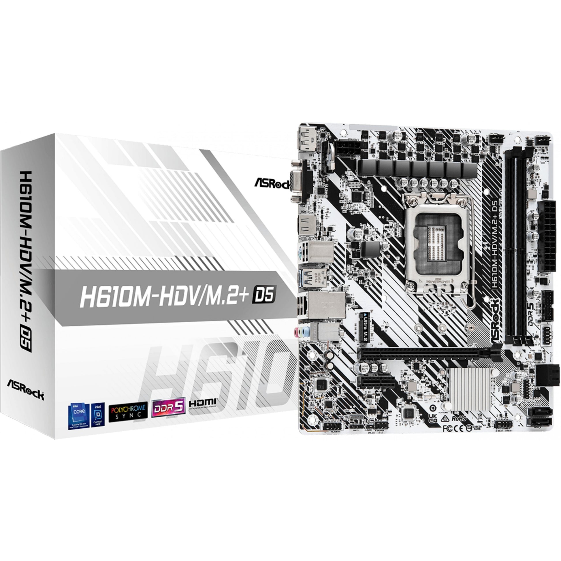 Asrock H610M-HDV/M.2+ D5. Intel. LGA 1700. DDR5-SDRAM. 96 GB. DIMM. Dvokanalni.