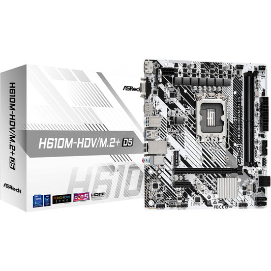 Asrock H610M-HDV/M.2+ D5. Intel. LGA 1700. DDR5-SDRAM. 96 GB. DIMM. Dvokanalni.