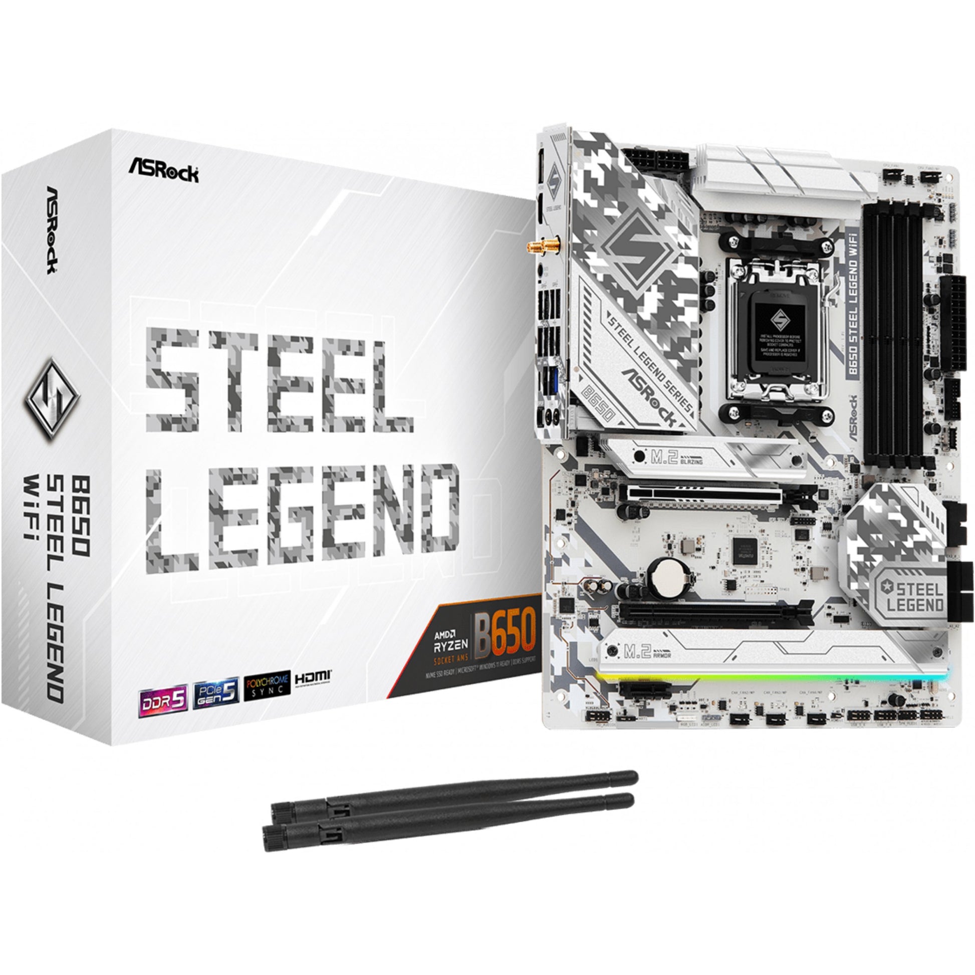 Asrock B650 Steel Legend WiFi. AMD. Podnožje AM5. AMD Ryzen 7000 serija. DDR5 SDRAM. 192GB. DIMM