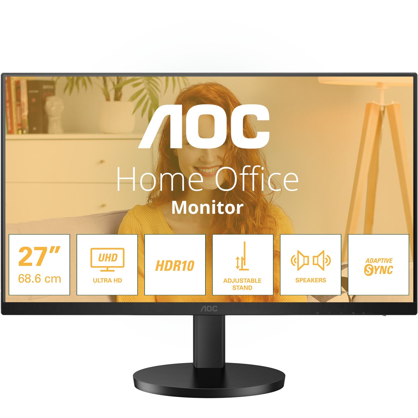 AOC U27B3AF. 68,6 cm (27"). 3840 x 2160 piksela. 4K Ultra HD. LED. 4 ms. Crni