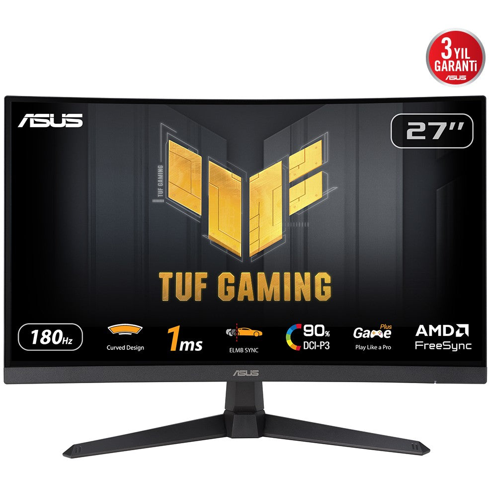 ASUS TUF Gaming VG27VQ3B. 68,6 cm (27"). 1920 x 1080 piksela. Full HD. LCD. 1 ms. Crni