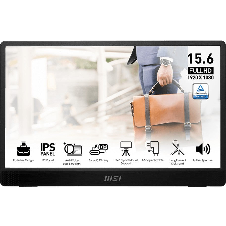 MSI PRO MP161DE E2. 39,6 cm (15,6"). 1920 x 1080 piksela. Full HD. LED. 4 ms. Crni