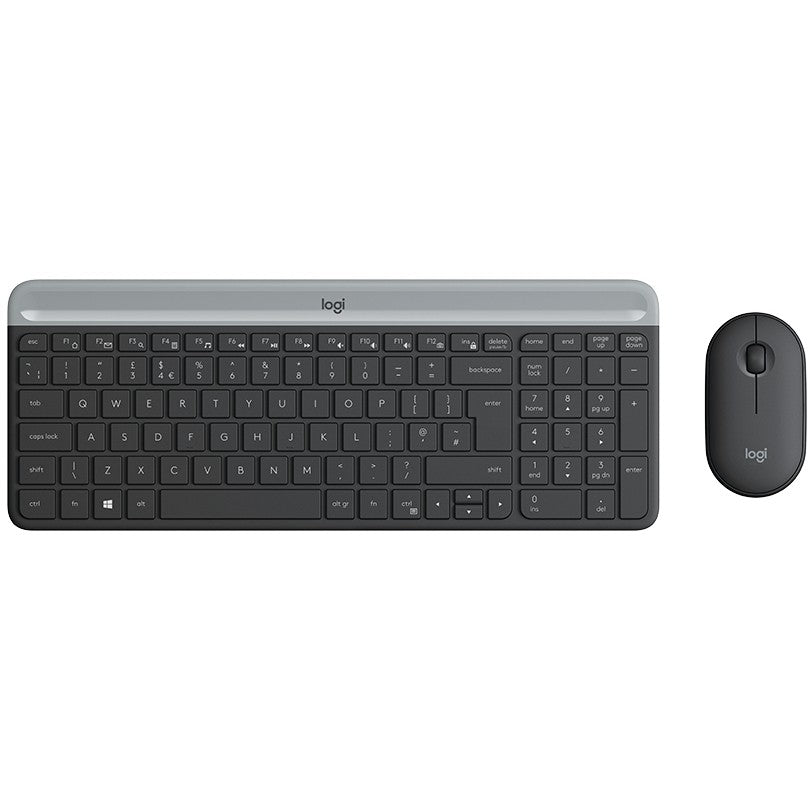 Logitech MK470 Slim Combo – Bežični set tastature i miša. Puna veličina (100%). Bežični. RF bežični. AZERTY. Grafit. Miš uključen.