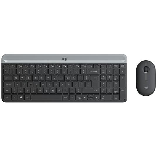 Logitech MK470 Slim Combo – Bežični set tastature i miša. Puna veličina (100%). Bežični. RF bežični. AZERTY. Grafit. Miš uključen.