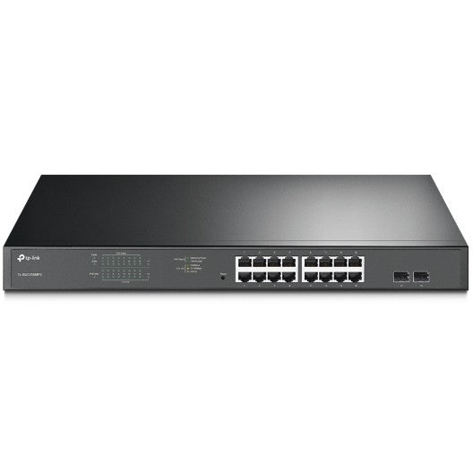 TP-Link 16-portni gigabitni Easy Smart PoE+ preklopnik sa 2 SFP utora. Upravljani. L2. Gigabit Ethernet (10/100/1000). Napajanje preko Etherneta (PoE). Montaža u rack. 1U