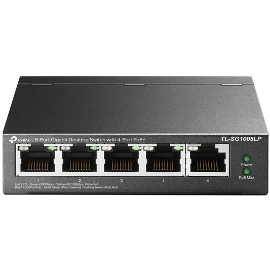 TP-Link 5-portni gigabitni desktop switch sa 4 PoE+ porta. Neupravljan. Gigabit Ethernet (10/100/1000). Napajanje preko Etherneta (PoE). Montaža na zid.