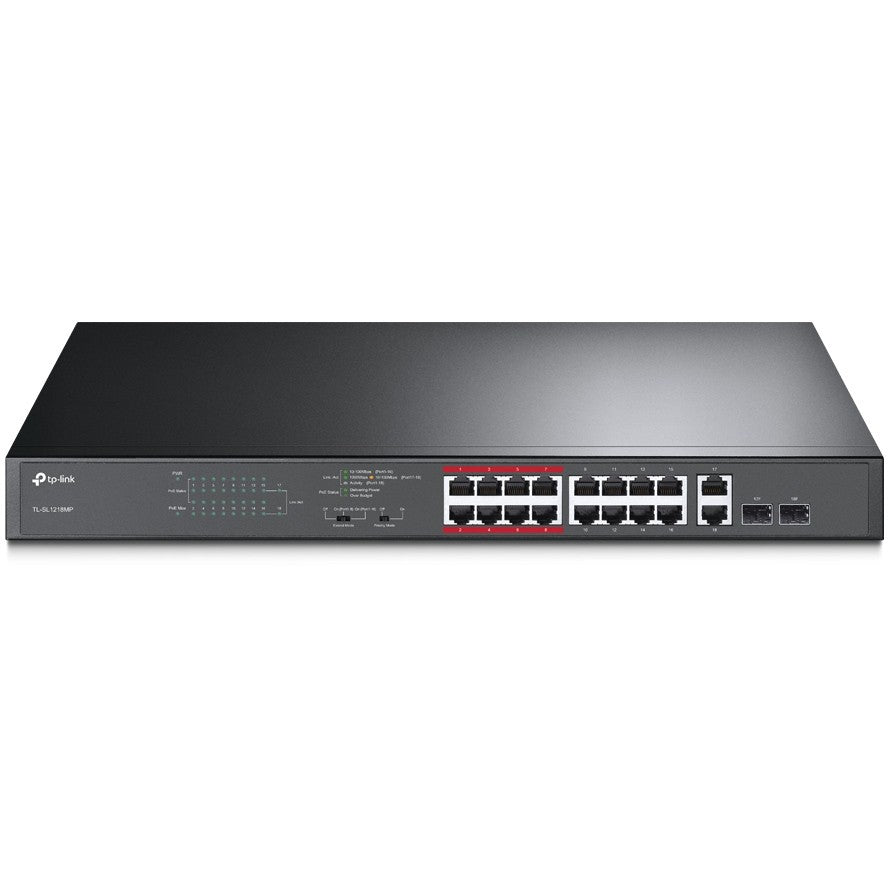 TP Link TL-SL1218MP. Neupravljan. Brzi Ethernet (10/100). Napajanje preko Etherneta (PoE). Montaža u rack