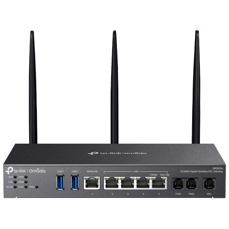 TP-Link Omada AX3000. Dvofrekventni (2,4 GHz/5 GHz). Ethernet/LAN. ADSL. ADSL2. Crni. Stolni ruter