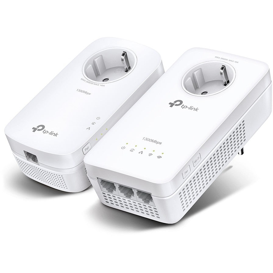 TP-Link AV1300-AC1200 Gigabit WiFi Powerline komplet sa utičnicom. 1300 Mbps. IEEE 1901. IEEE 802.3. IEEE 802.3u. Tip E/F. Gigabit Ethernet. 10,100,1000 Mbps. Wi-Fi 5 (802.11ac)