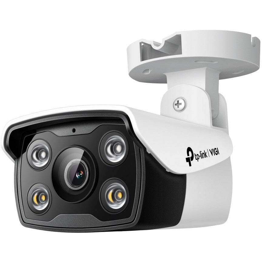 TP-Link VIGI 4MP vanjska mrežna kamera u boji. Objektiv 2.8mm. IP sigurnosna kamera. Vanjska. Žičana. Montaža na plafon/zid/stub. Crna. Bijela. Uložak (oblik)