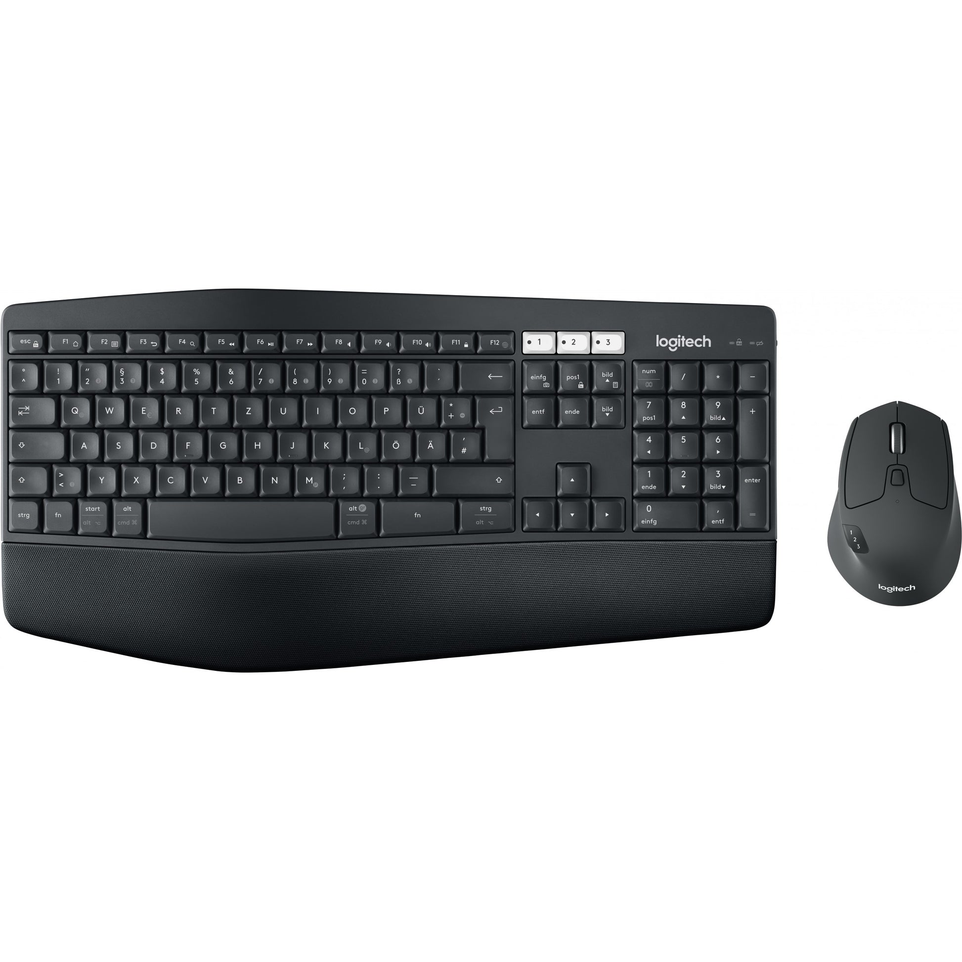 Logitech 920-008223. Puna veličina (100%). Bežični. RF bežični + Bluetooth. QWERTZ. Crni. Miš uključen.