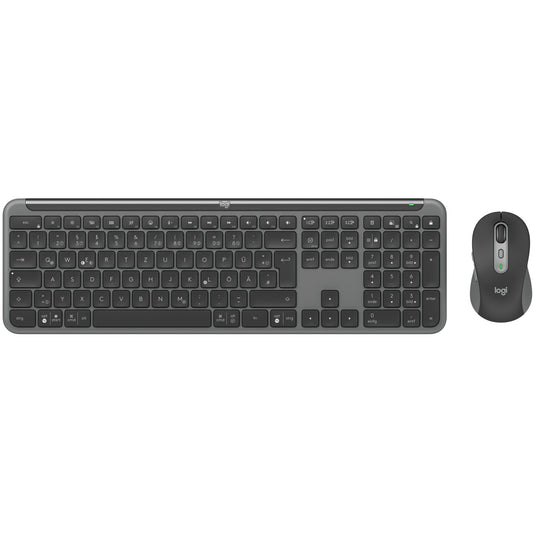 Logitech Signature Slim Combo MK950. Bežični. RF bežični + Bluetooth. Makazasti prekidač. QWERTY. Grafit. Miš uključen.