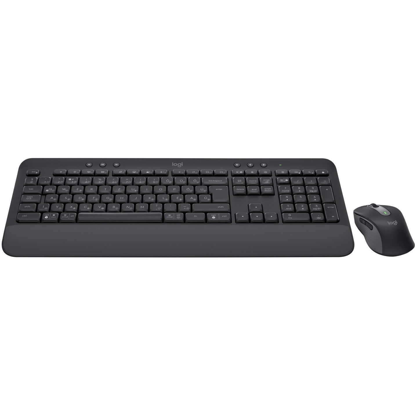Logitech 920-011008. Bežični. Bluetooth. Membranski prekidač. QWERTZ raspored. Grafit. Miš uključen.