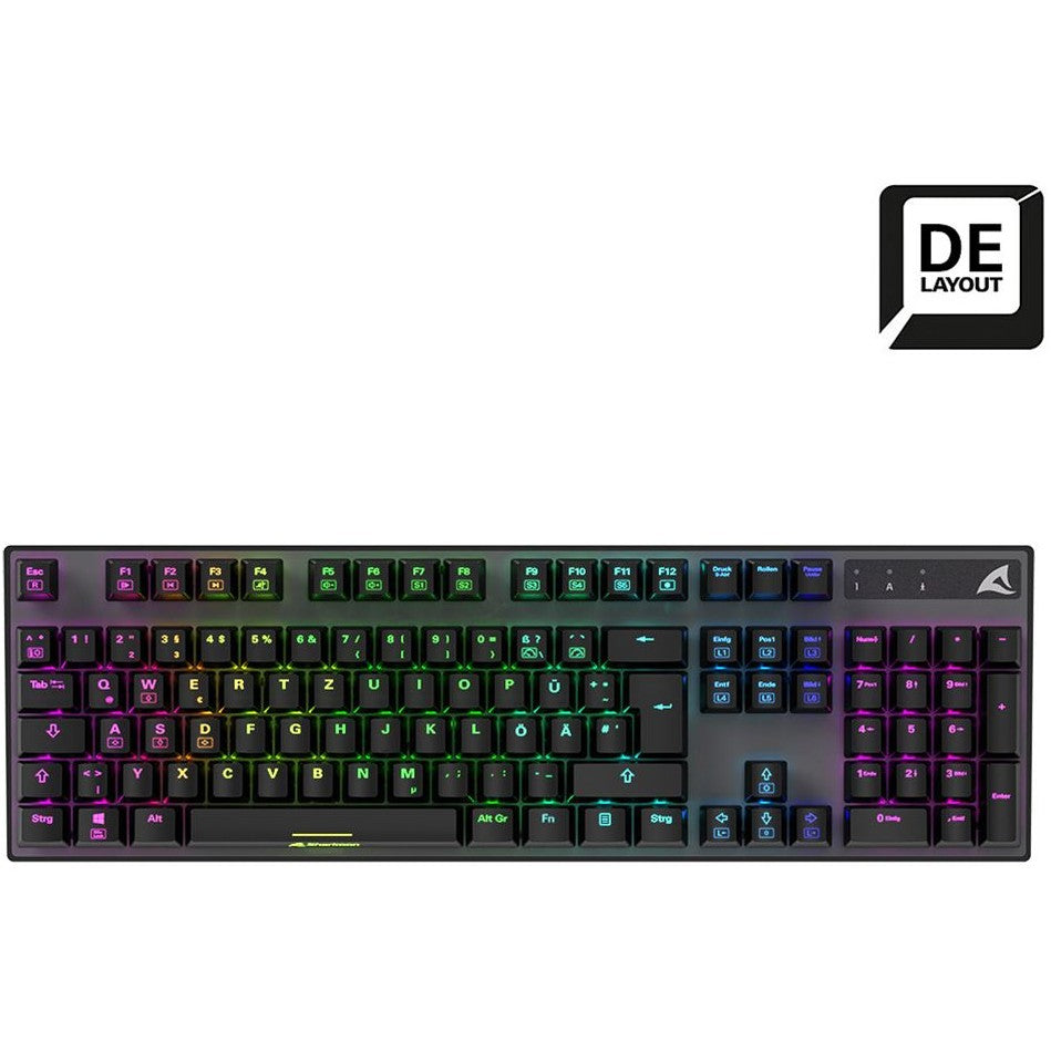 Sharkoon SKILLER SGK20 Crvena. Žični. USB. Mehanička tastatura. QWERTZ raspored. RGB LED. Crna.