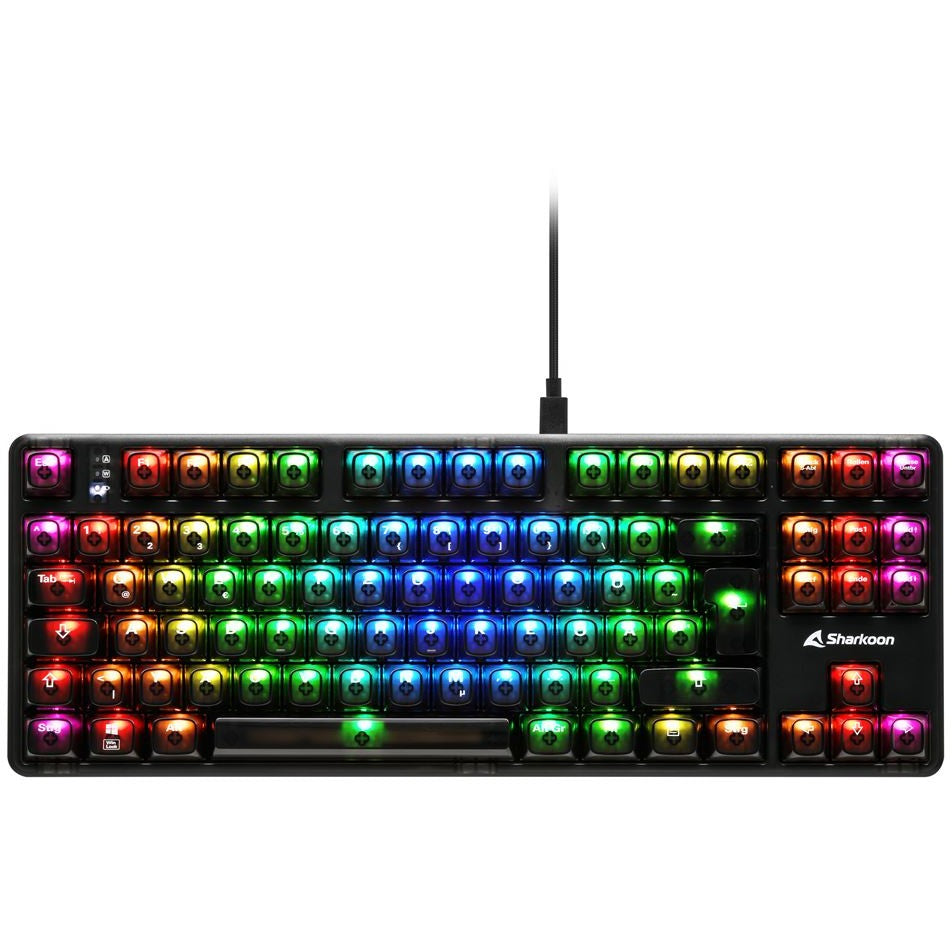 Sharkoon SGK70W. Bežični (80-87%). Žični i bežični. USB. QWERTZ. RGB LED. Crna.