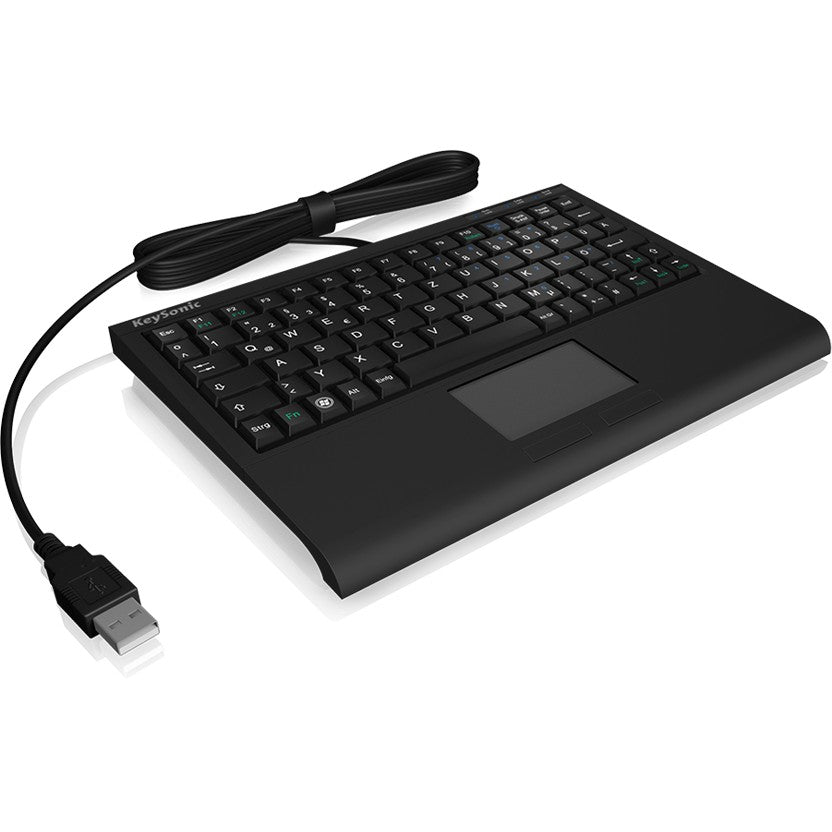 KeySonic ACK-3410 (SAD) Super-mini tastatura. Pametni touchpad. USB. Crna. Mini. Žični. USB. Membranski prekidač. Crna.