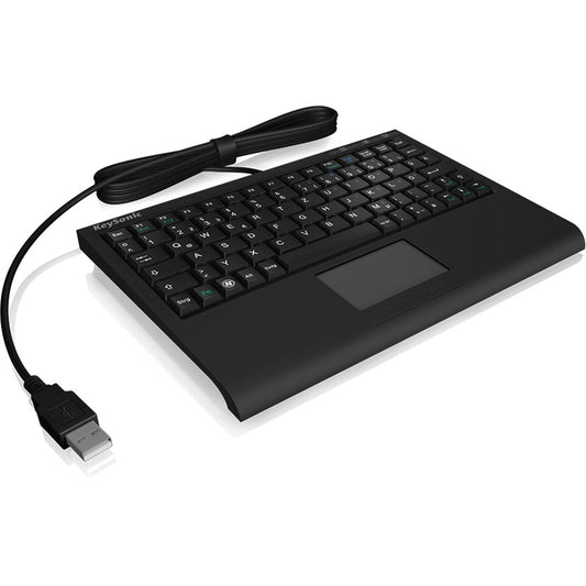 KeySonic ACK-3410 (SAD) Super-mini tastatura. Pametni touchpad. USB. Crna. Mini. Žični. USB. Membranski prekidač. Crna.