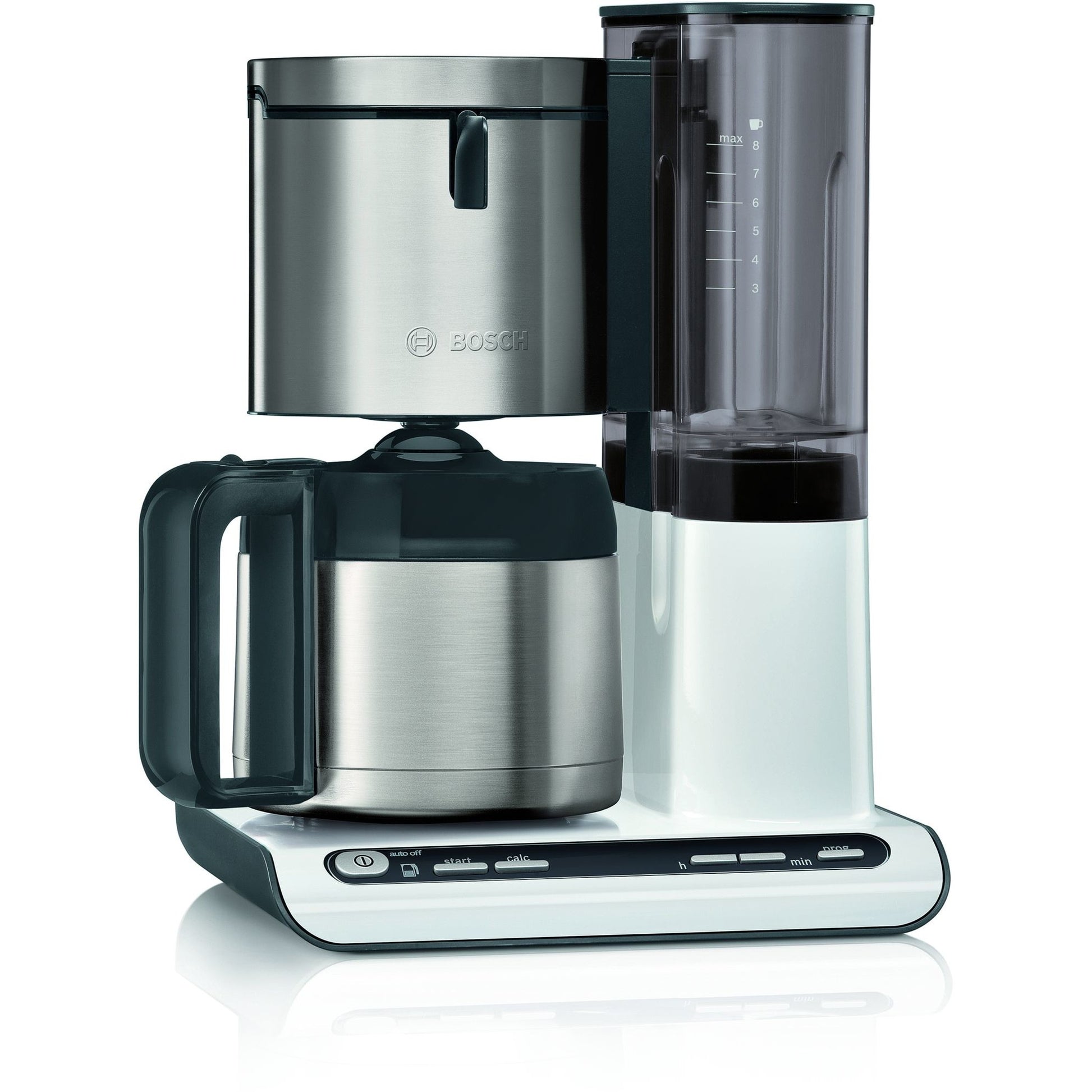 Bosch TKA8A681. Aparat za filter kafu. 1,1 l. Mljevena kafa. 1100 W. Crna. Nerđajući čelik. Bijela.