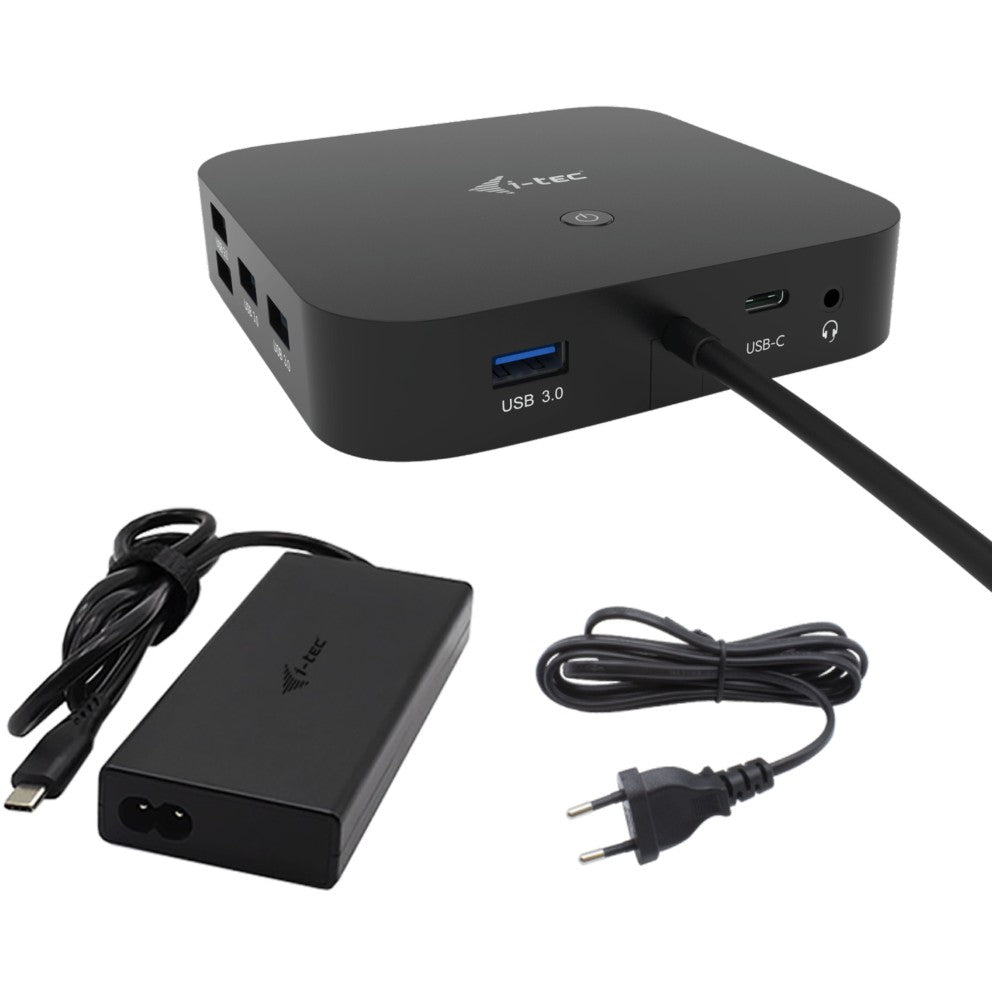 i-tec USB-C HDMI Dual DP priključna stanica sa napajanjem 100 W + univerzalni punjac 100 W. Žičana. USB 3.2 Gen 1 (3.1 Gen 1) Type-C. 100 W. 10, 100, 1000 Mbps. Crna. 10 Gbps