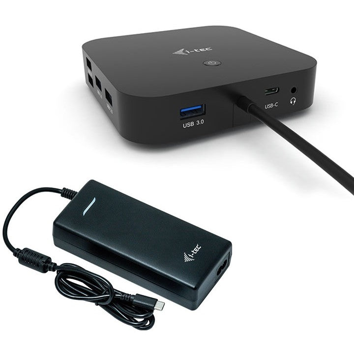 i-tec USB-C priključna stanica za dva ekrana sa napajanjem od 100 W + univerzalni punjac od 100 W. Žičana. USB 3.2 Gen 1 (3.1 Gen 1) Type-C. 100 W. 3,5 mm. 10,100,1000 Mbps. Crna.