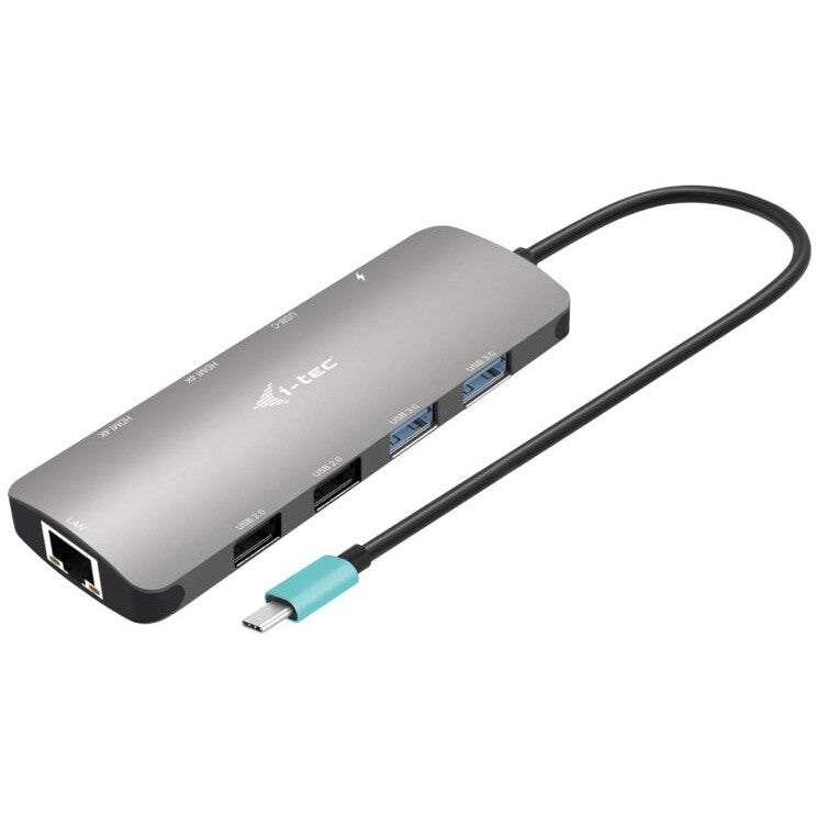 i-tec USB-C metalna Nano priključna stanica za 2 ekrana + napajanje 100 W. Žični priključak. USB 3.2 Gen 1 (3.1 Gen 1) Type-C. 100 W. 10, 100, 1000 Mbps. Srebrna. 5 Gbps
