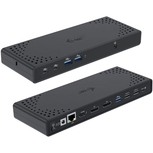 i-tec USB-C priključna stanica za tri ekrana Gen 2 + napajanje 100W. Žični. USB 3.2 Gen 1 (3.1 Gen 1) Type-C. 100W. 3,5 mm. 10,100,1000 Mbps. Crna.
